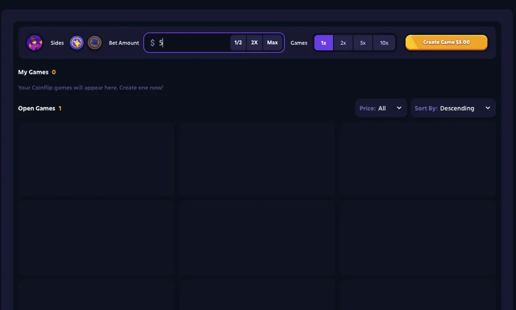 Step 1 to play Coinflip